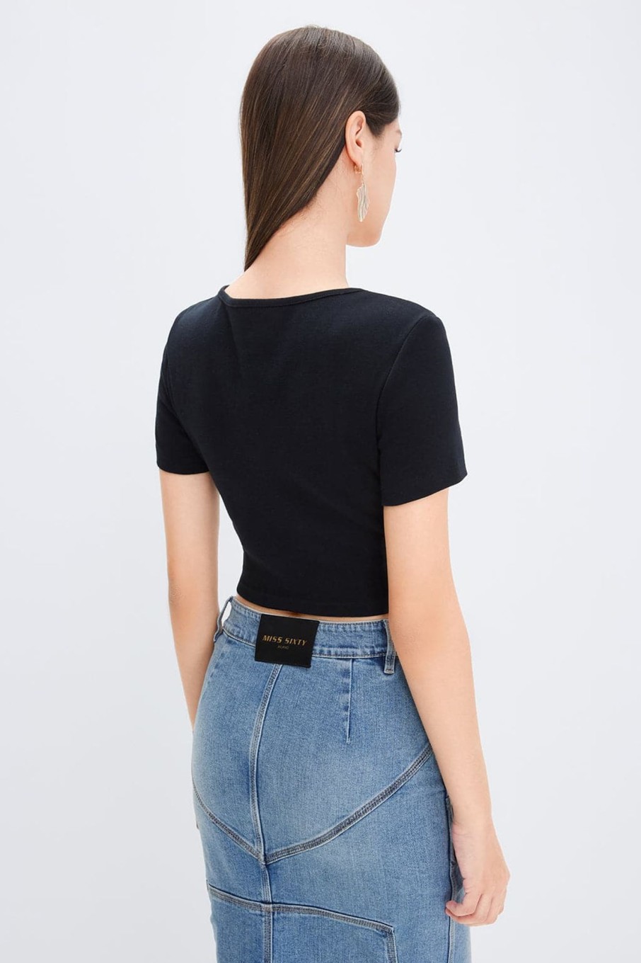 MISS SIXTY Tops | U Neck Slim Fit Cropped T-Shirt