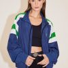 MISS SIXTY Jackets & Outerwears | Stand Collar Colourblock Sporty Jacket Dark Blue