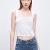 MISS SIXTY Sweaters | U-Neck Slim Fit Cropped Woolen Vest White