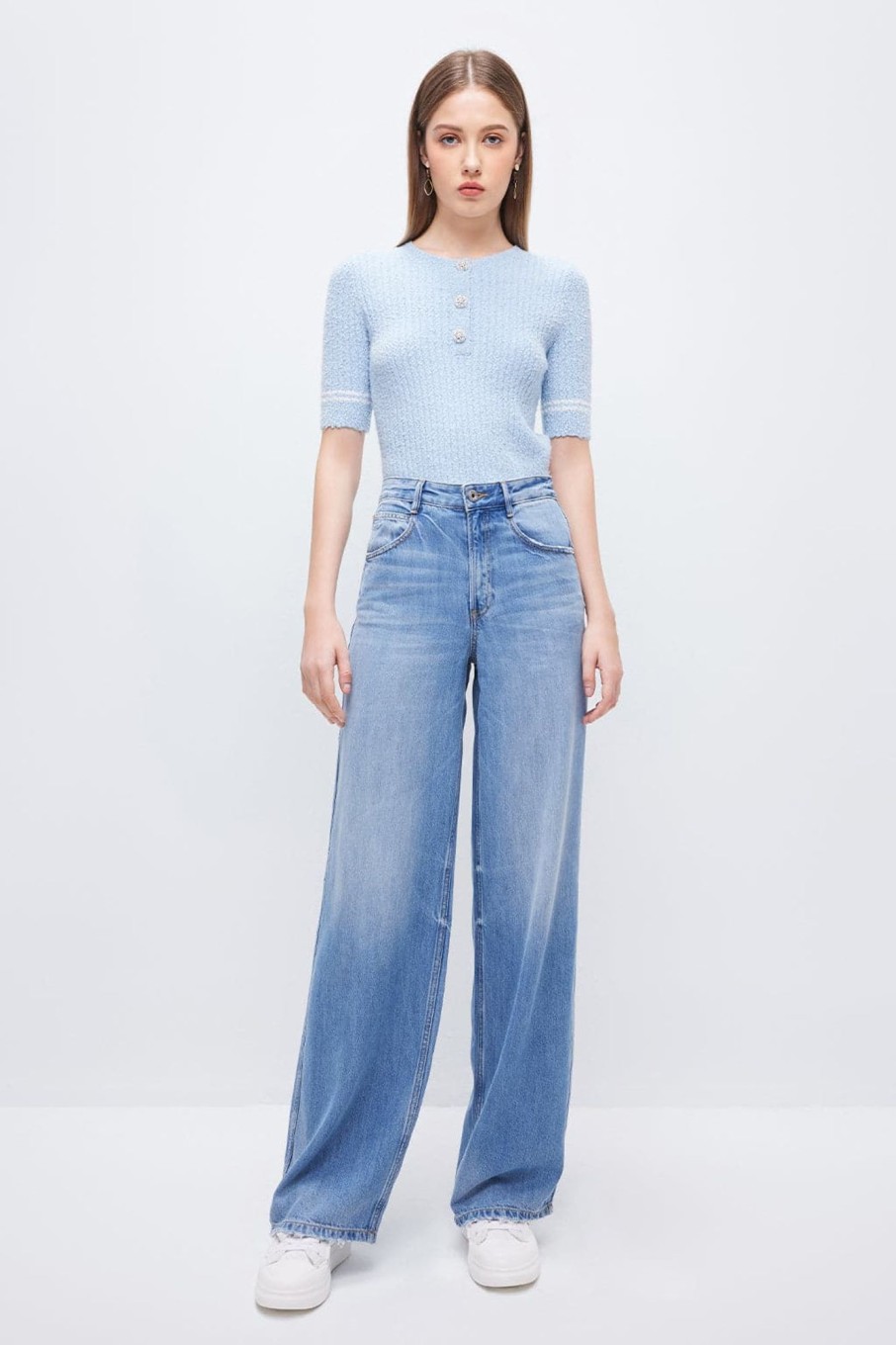 MISS SIXTY Wide Leg | Relaxed Fit Denim Jeans With Tencel Drape Light Blue