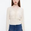 MISS SIXTY Sweaters | V-Neck Lace Slim Fit Wool Blend Knit Top