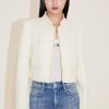 MISS SIXTY Jackets & Outerwears | Embroidered Woolen Tweed Jacket Off White