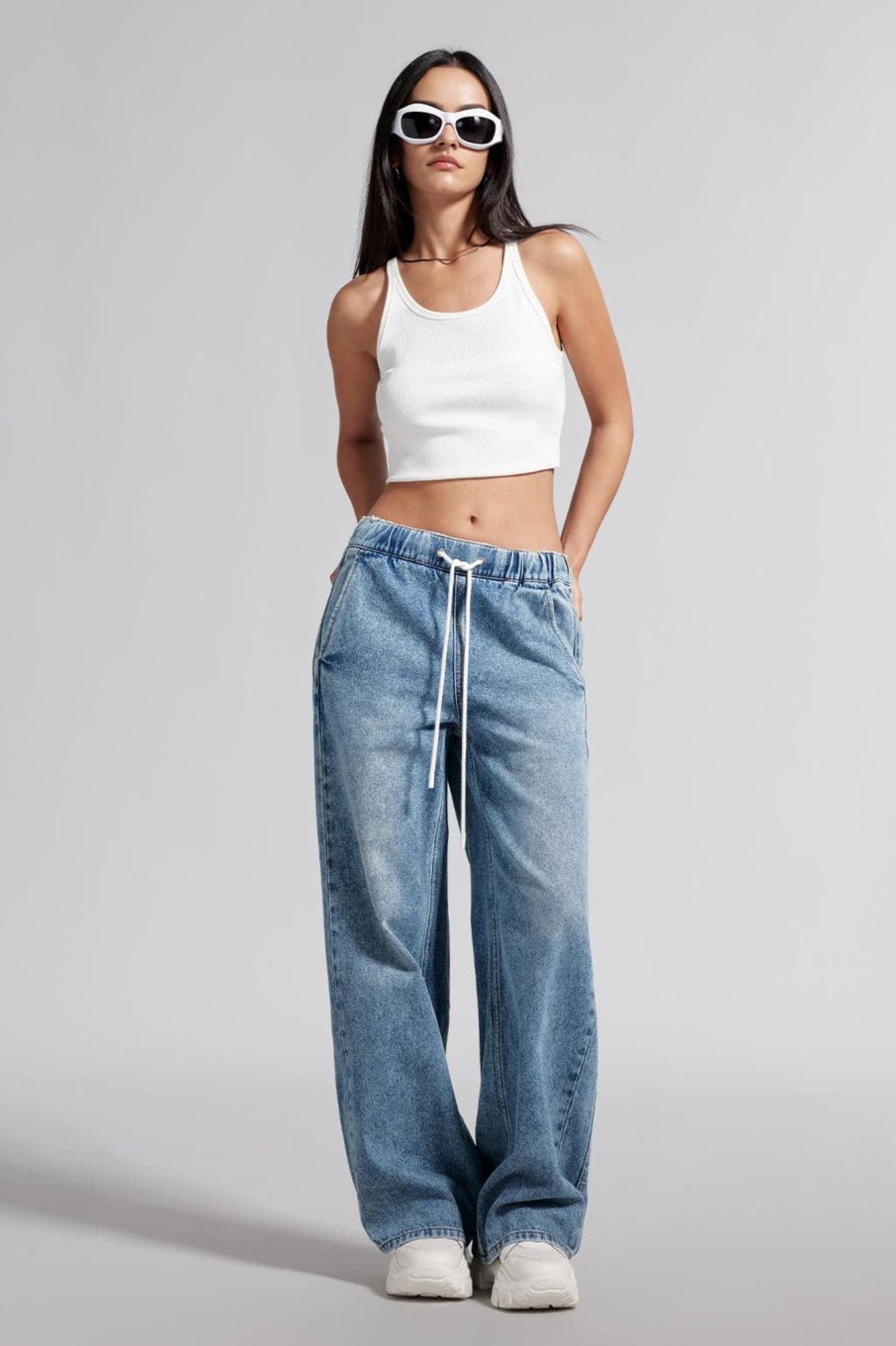 MISS SIXTY Straight | Straight-Leg Jeans With Elastic Waist Light Blue