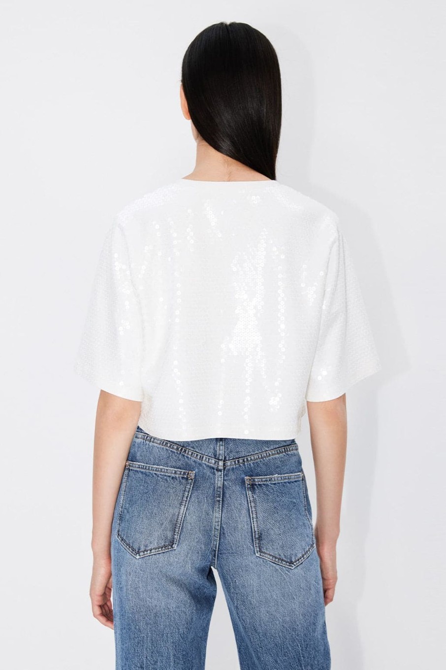 MISS SIXTY Tops | Casual Sequined T-Shirt White