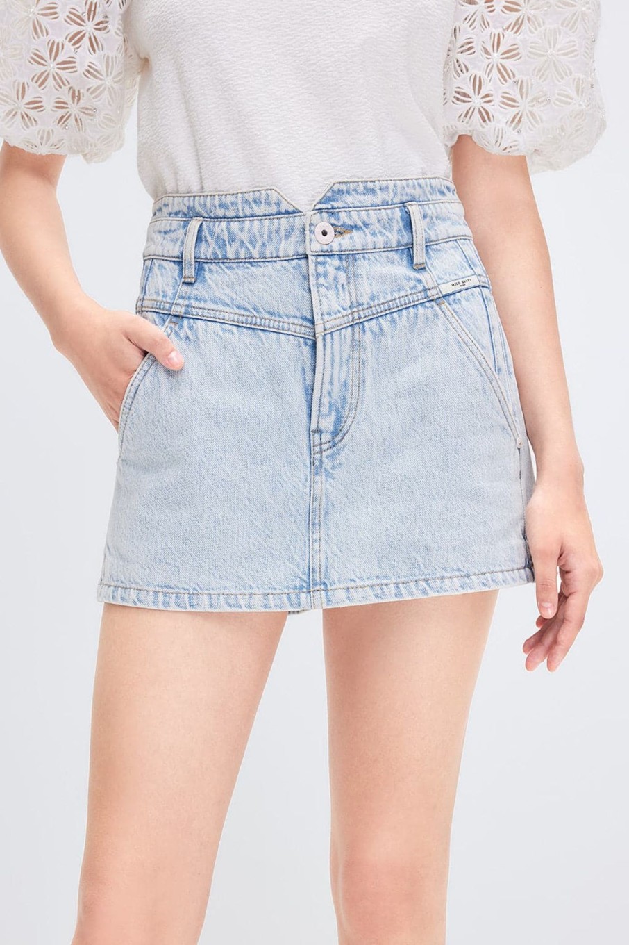 MISS SIXTY Shorts | Linen Blend High Waist Denim Shorts Light Blue