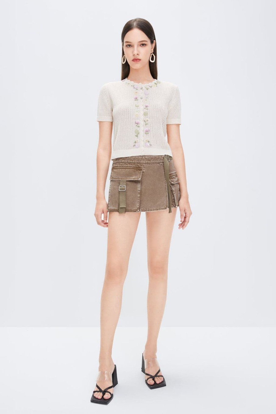 MISS SIXTY Shorts | Vintage Cargo Style Denim Skirt Khaki