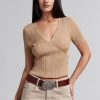 MISS SIXTY Sweaters | V-Neck Knit Top With Mulberry Silk