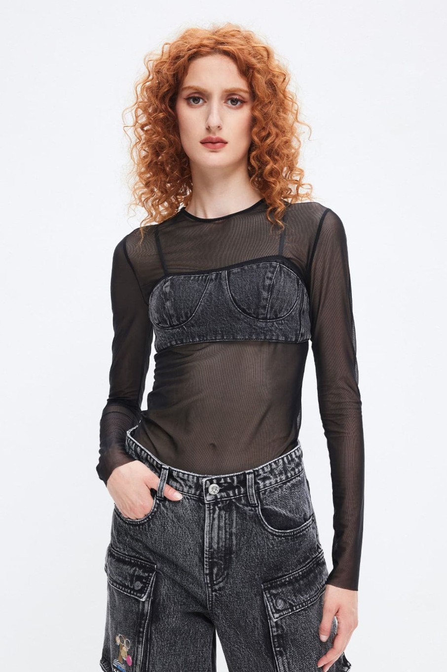 MISS SIXTY Tops | Nft Capsule Sexy Stitching Cotton Camisole Black Fog