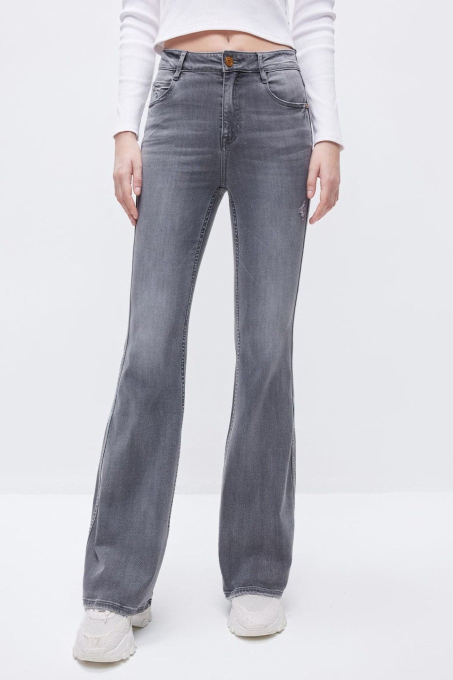 MISS SIXTY Flare | Retro Stretchy Slim Fit Flared Jeans With Acid Wash Black Fog