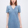 MISS SIXTY Dresses | V-Neck Indigo Short Sleeves Dress Middle Blue