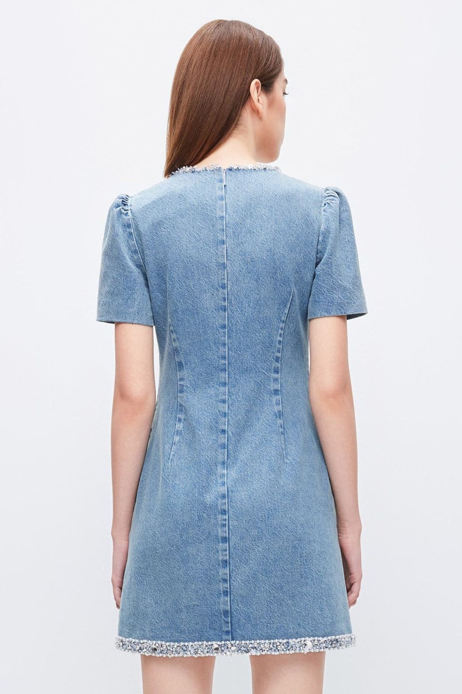 MISS SIXTY Dresses | V-Neck Indigo Short Sleeves Dress Middle Blue