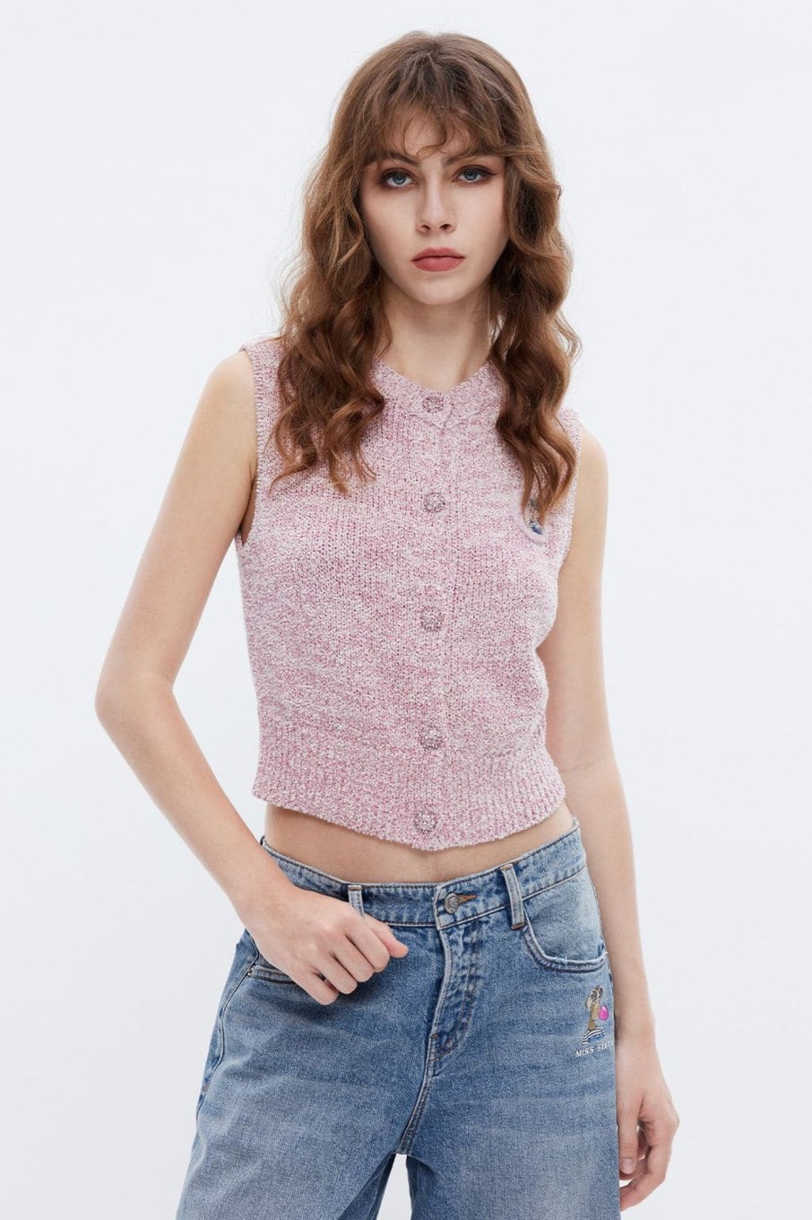 MISS SIXTY Sweaters | Nft Capsule Sleeveless Embroidered Style Knit Vest Rose