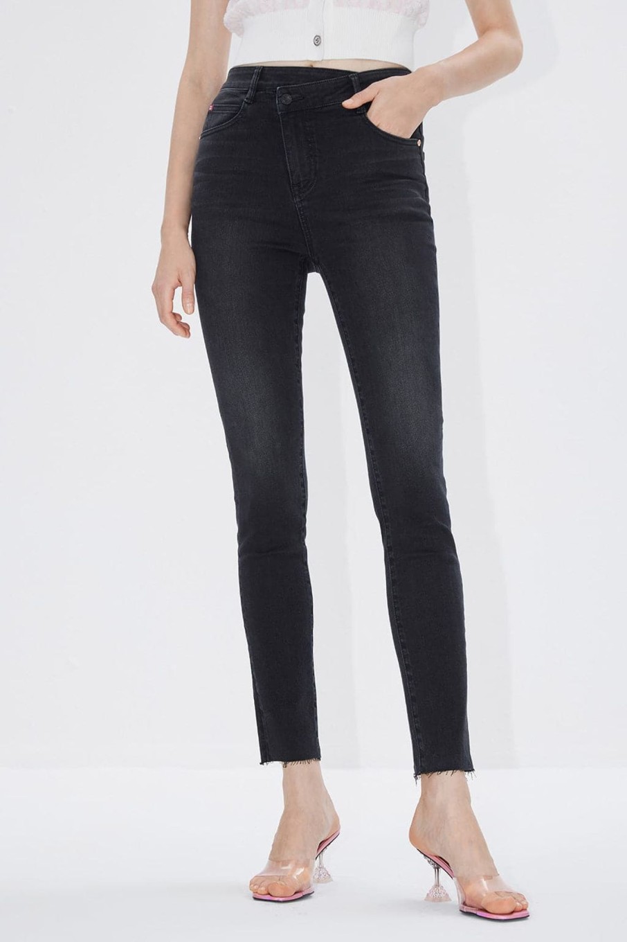 MISS SIXTY Push Up | Black Asymmetrical Waist Skinny Fit Jeans Black Fog