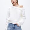 MISS SIXTY Sweaters | Sexy Off-Shoulder Pearl Sweater White