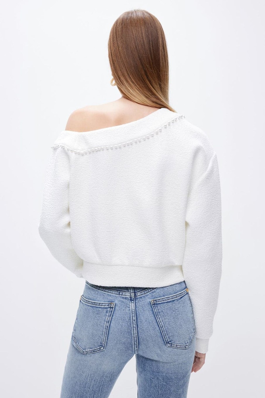 MISS SIXTY Sweaters | Sexy Off-Shoulder Pearl Sweater White