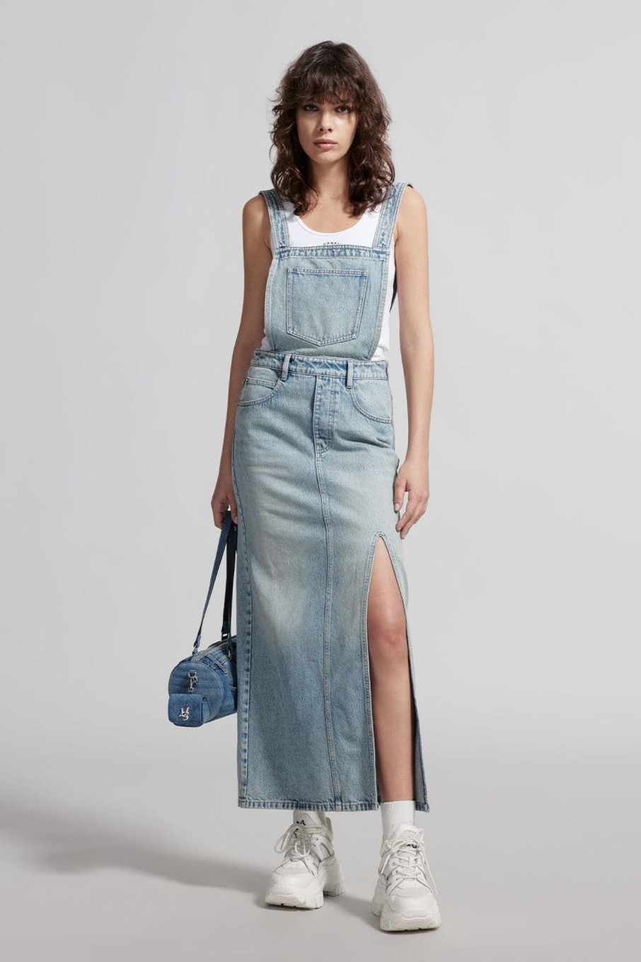 MISS SIXTY Dresses | Cargo Style Denim Dress With Straps Middle Blue