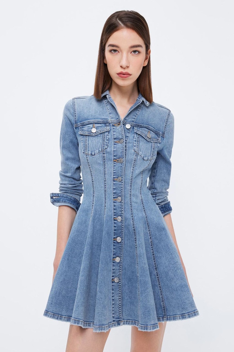 MISS SIXTY Dresses | Retro Pleated Denim Dress Light Blue