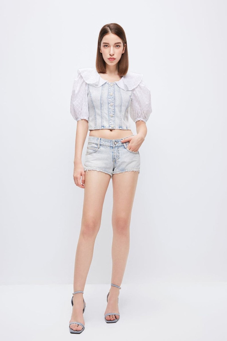 MISS SIXTY Low Waist | Low-Rise Denim Shorts Light Blue