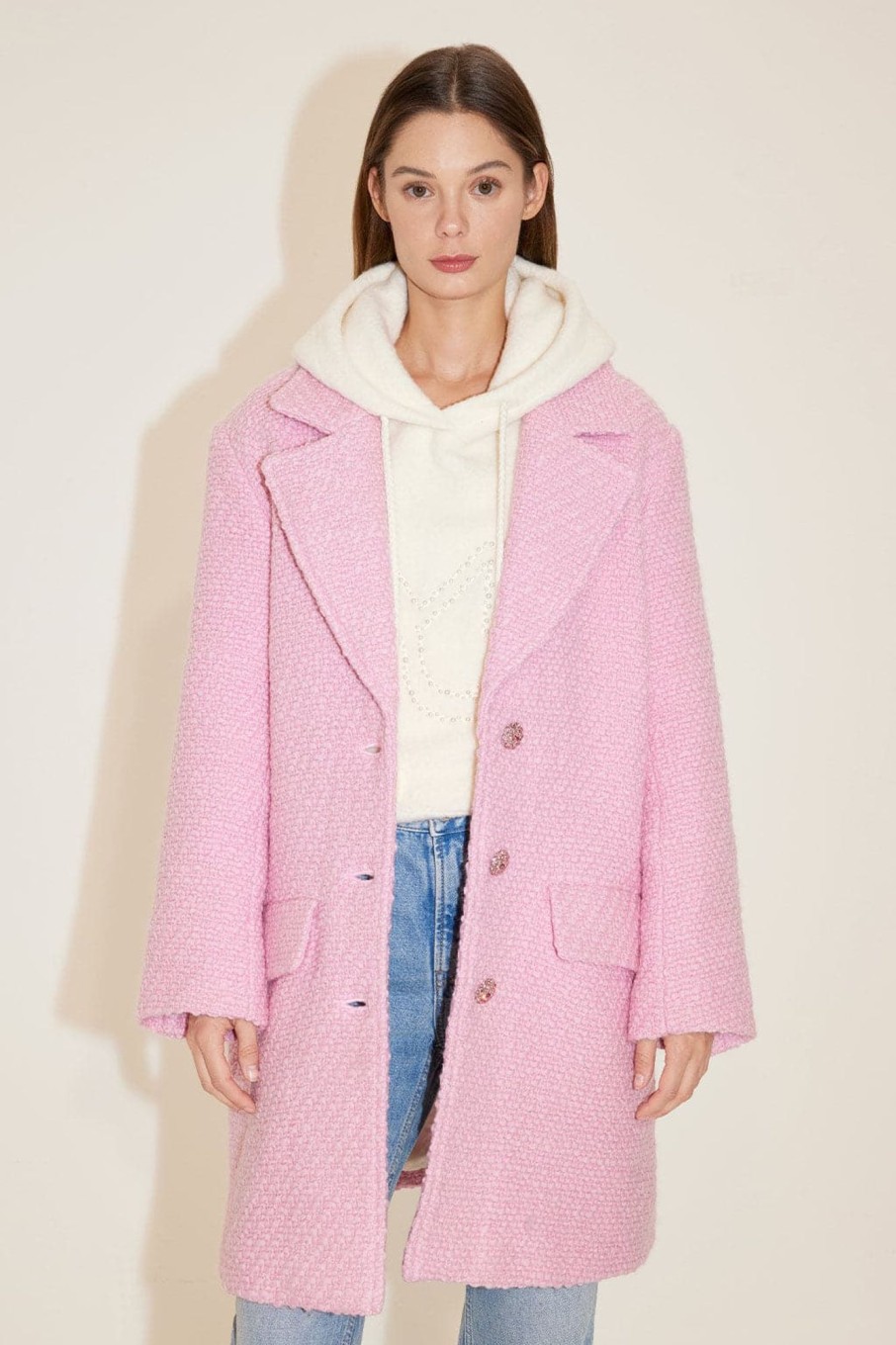 MISS SIXTY Jackets & Outerwears | Woolen Coat With Suit Collar Pink