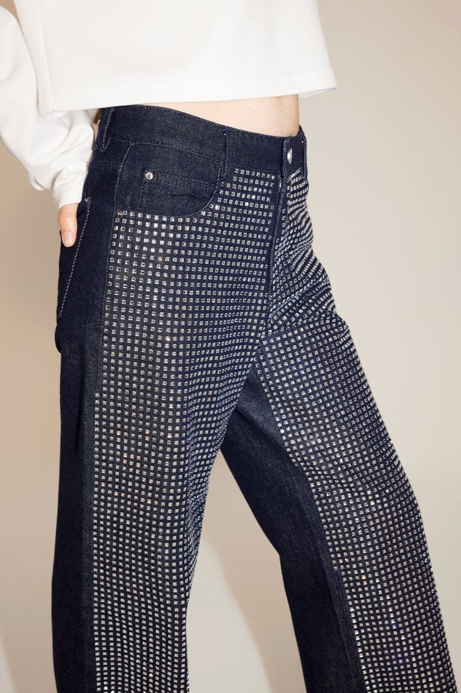 MISS SIXTY Wide Leg | Retro Wide Leg Jeans With Crystal Deep Blue