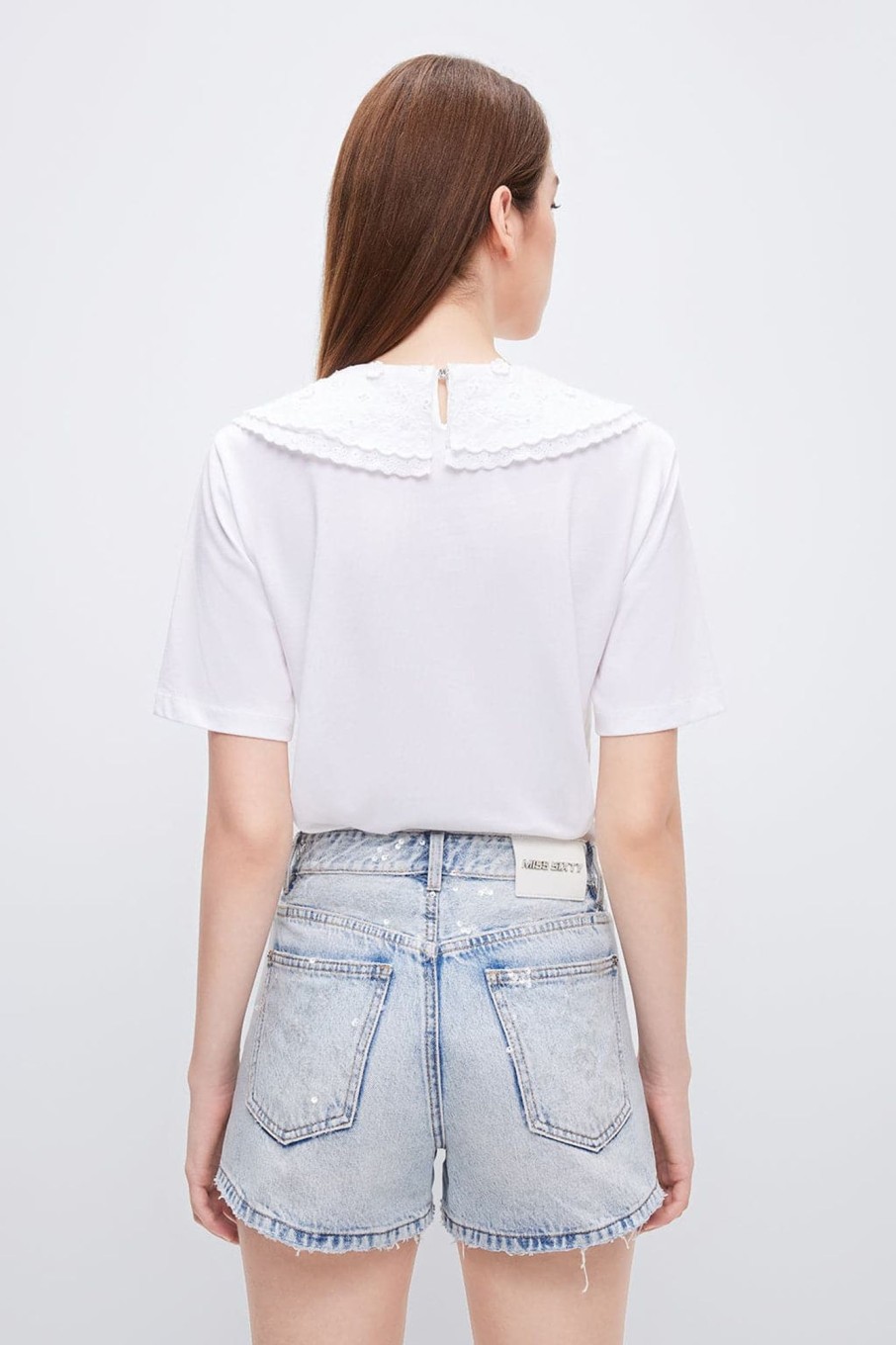 MISS SIXTY Tops | Vintage Style Collar T-Shirt Bright White