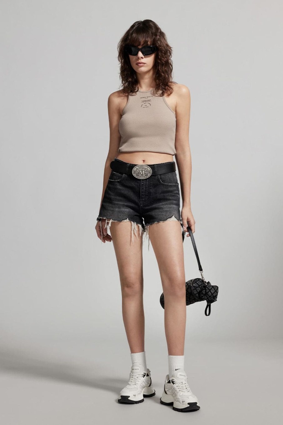 MISS SIXTY Shorts | Vintage Distressed High Waist Denim Shorts Black Fog