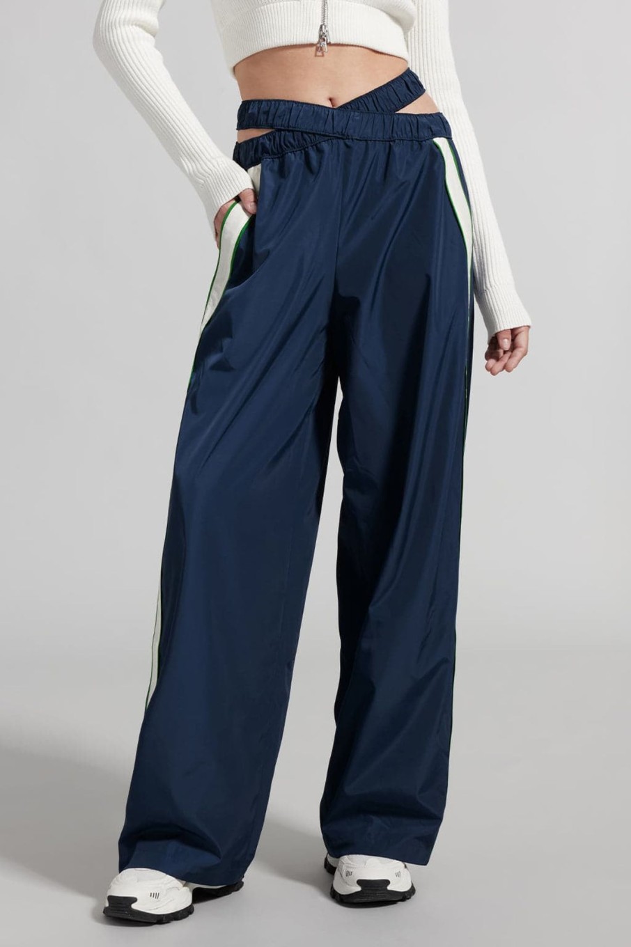 MISS SIXTY Pants & Jumpsuits | Low Waist Wide-Leg Sporty Trousers Dark Blue