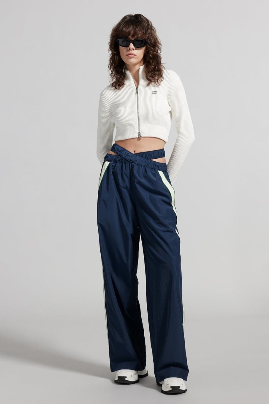 MISS SIXTY Pants & Jumpsuits | Low Waist Wide-Leg Sporty Trousers Dark Blue