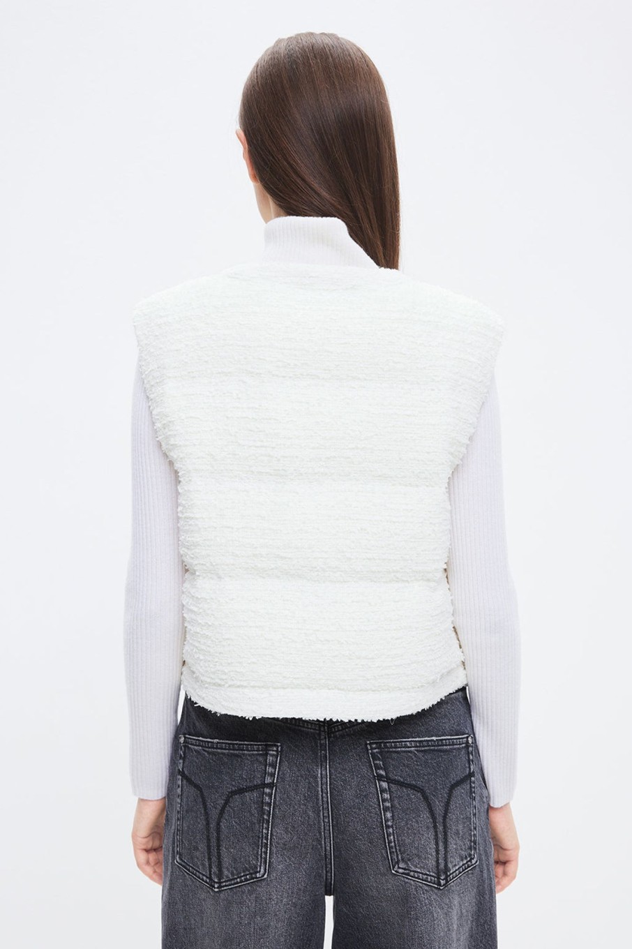 MISS SIXTY Jackets & Outerwears | Beige Stylish Cropped Down Vest Off White