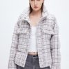 MISS SIXTY Jackets & Outerwears | Cropped Down Jacket With Stand Collar Heather Grey