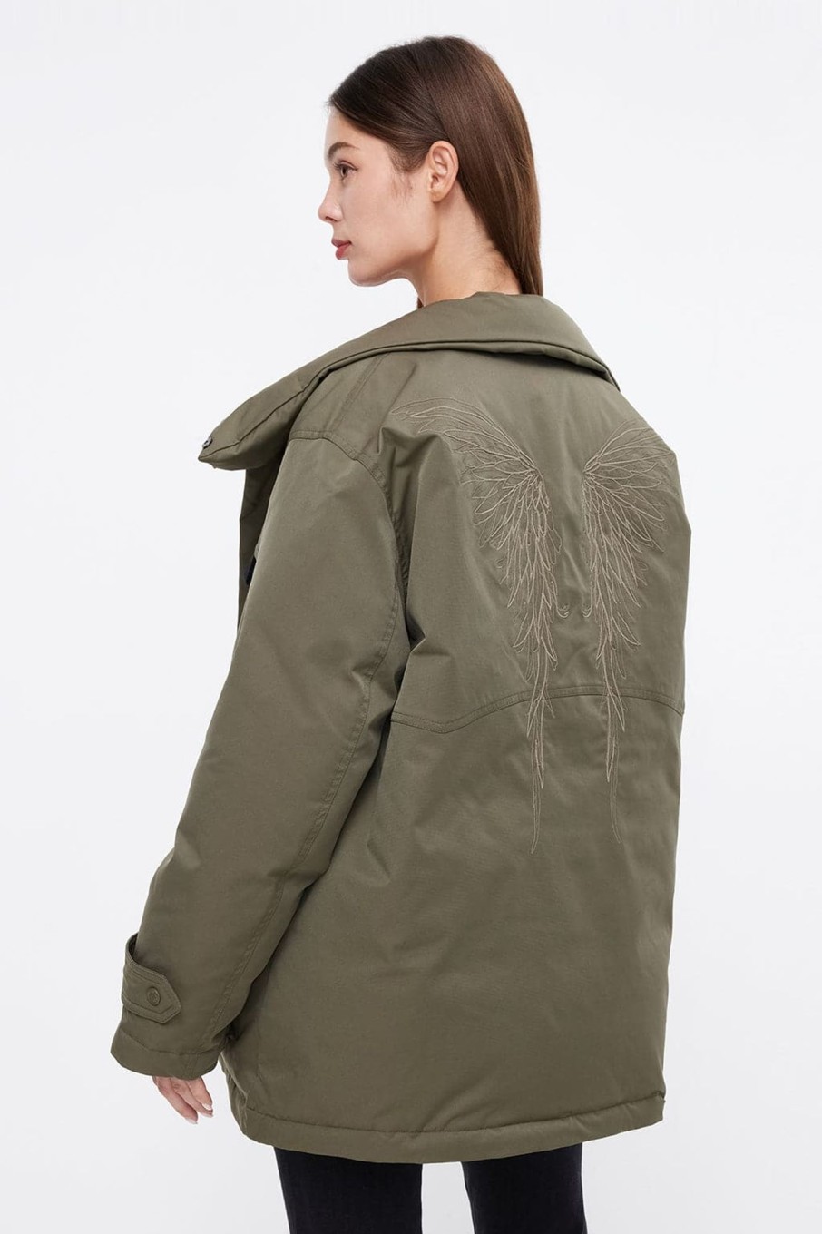 MISS SIXTY Jackets & Outerwears | Angel Collection Warm Cargo Down Jacket Army Green