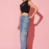 MISS SIXTY Wide Leg | Adjustable Cargo Denim Trouser Light Blue