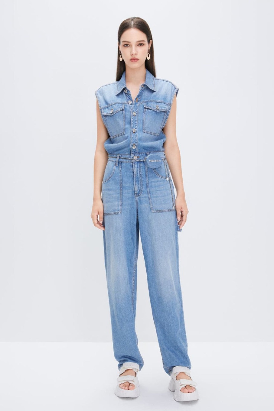 MISS SIXTY Pants & Jumpsuits | Thin Denim Jumpsuit Light Blue