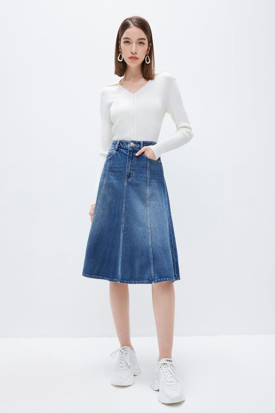 MISS SIXTY Skirts | Cotton High Waist Denim Skirt Middle Blue