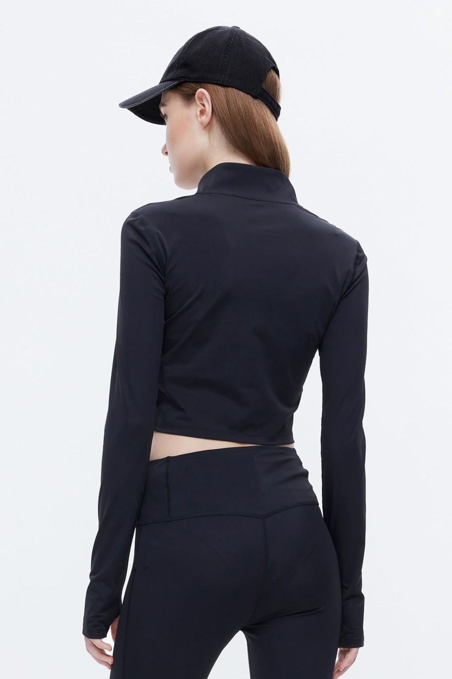 MISS SIXTY Jackets & Outerwears | Stand Collar Stretch Slim Fit Yoga Sports Jacket Black