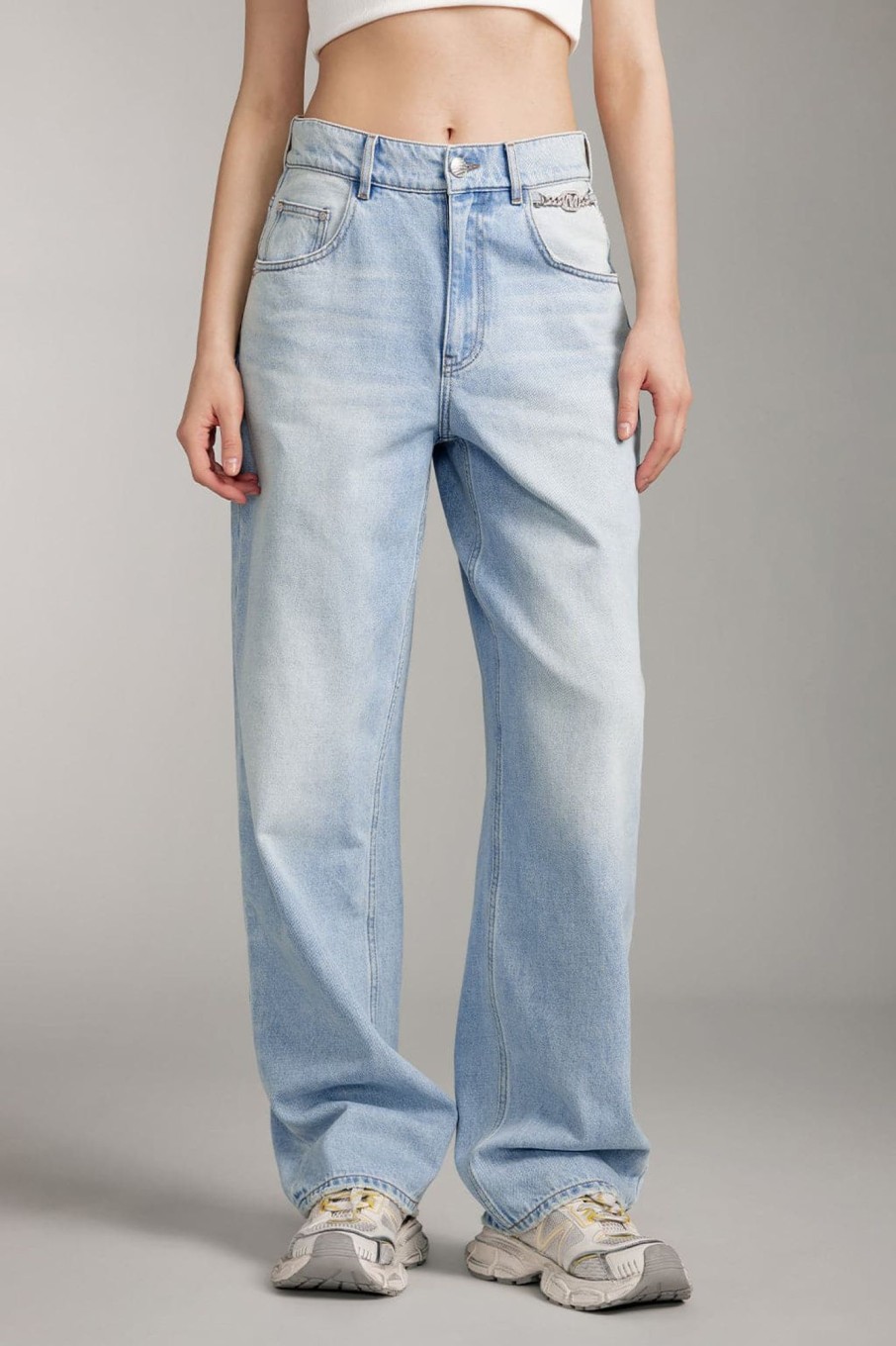 MISS SIXTY Straight | Vintage Crystals Chain Straight Fit Jeans Light Blue