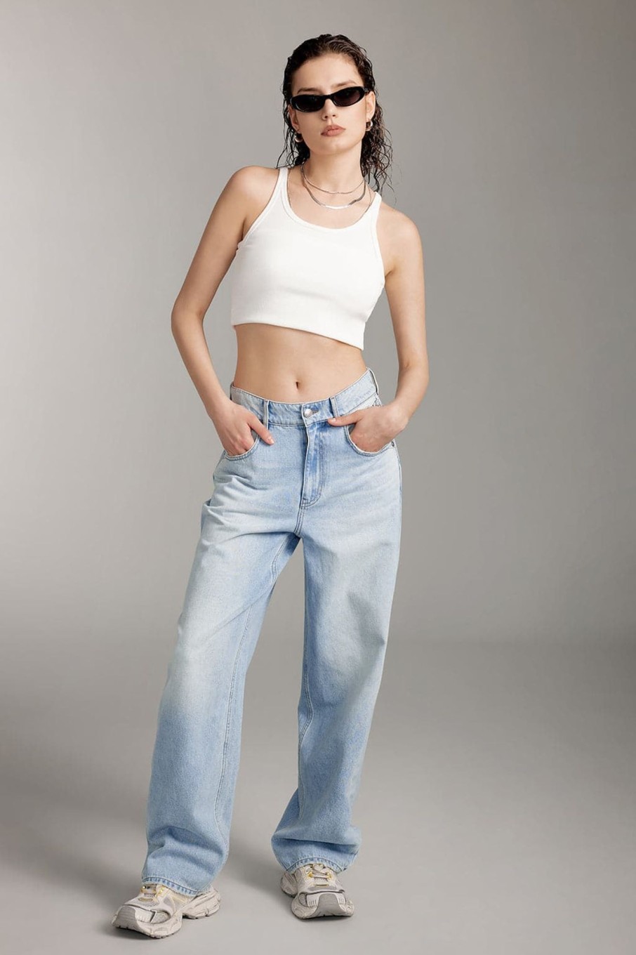 MISS SIXTY Straight | Vintage Crystals Chain Straight Fit Jeans Light Blue