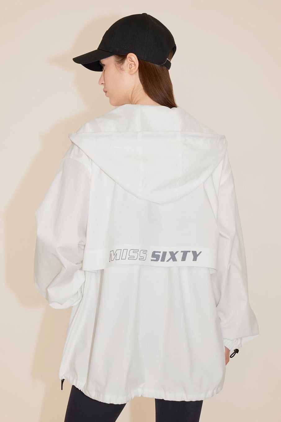 MISS SIXTY Jackets & Outerwears | Hooded Loose Fit Sporty Windbreaker Jacket White