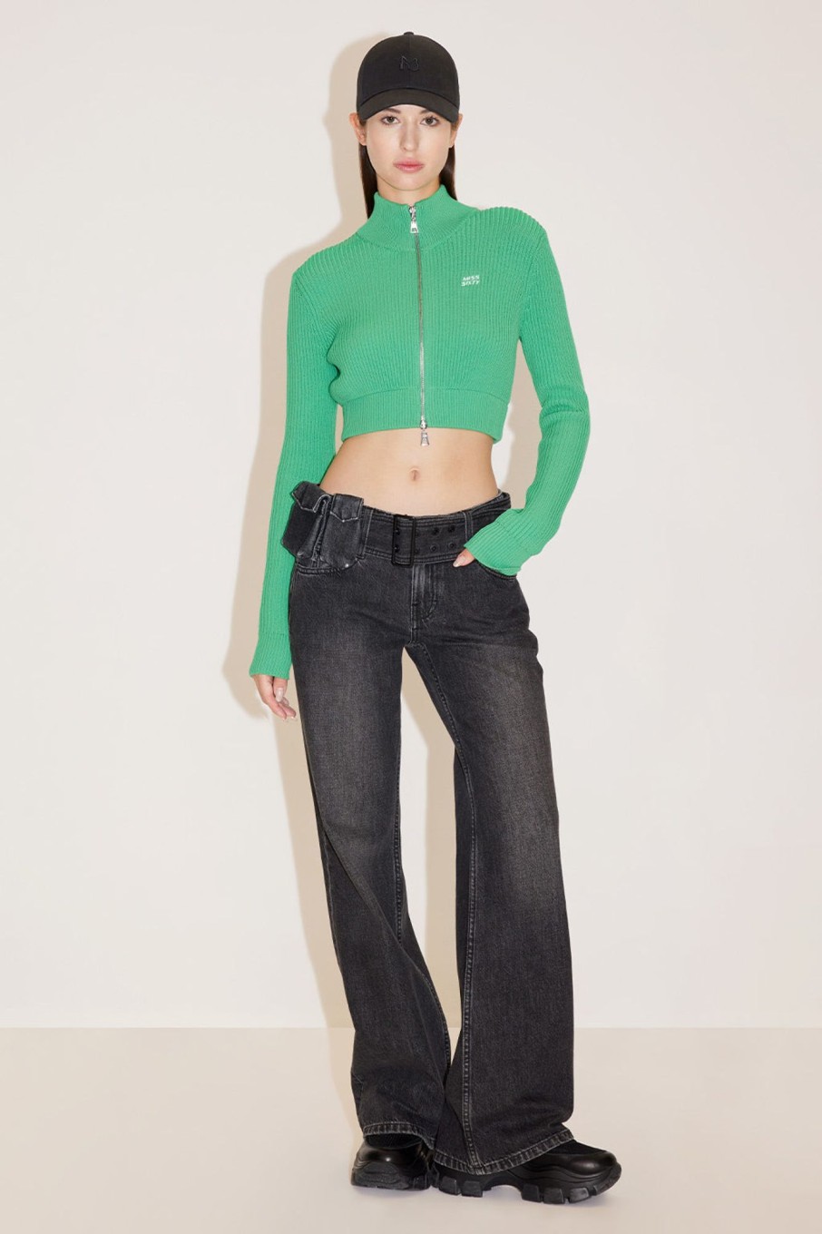 MISS SIXTY Flare | Cargo Flared Jeans With Detachable Belt Black Fog