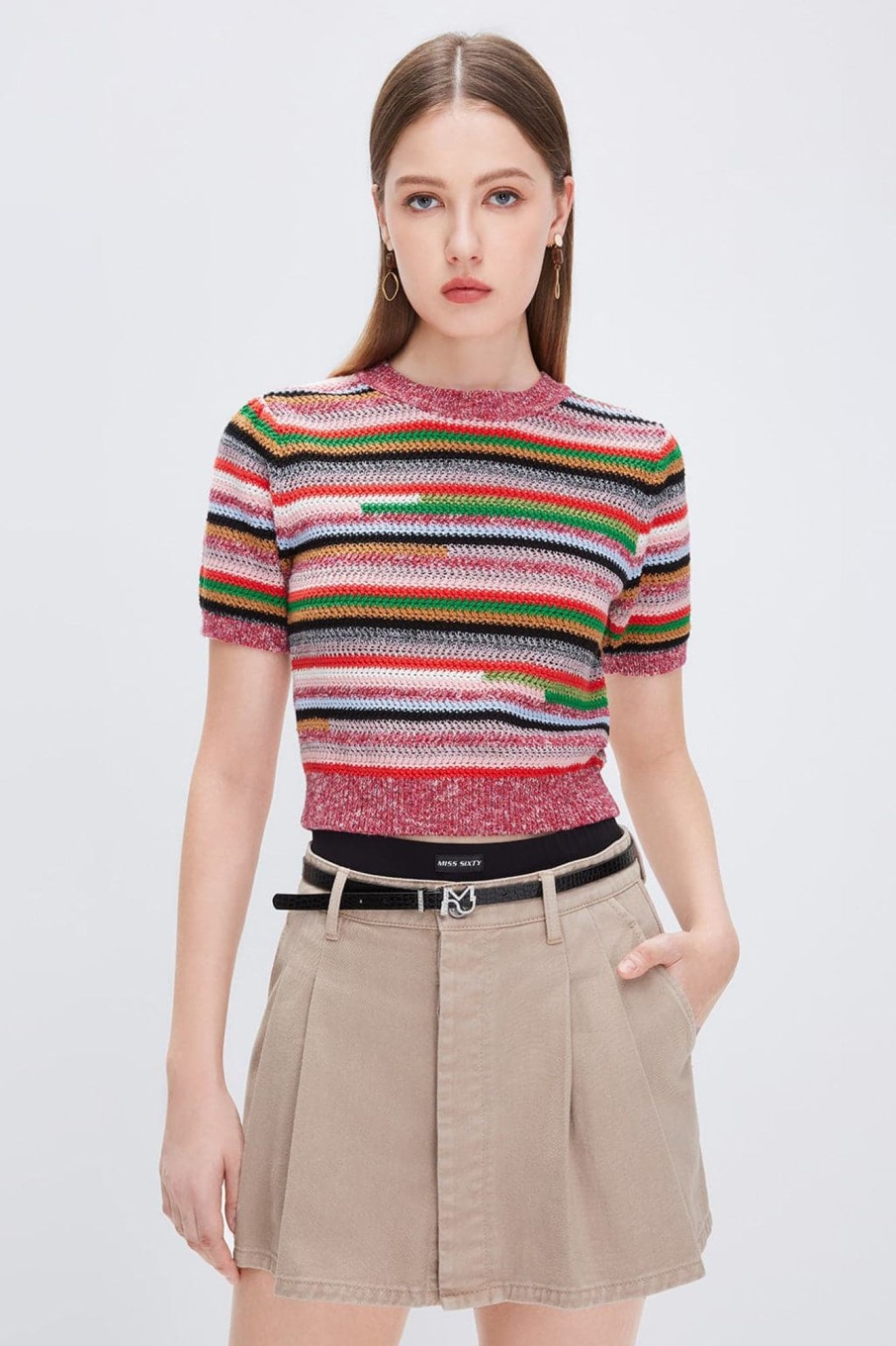 MISS SIXTY Sweaters | Colour Striped Panel Sweatshirt Multicolour