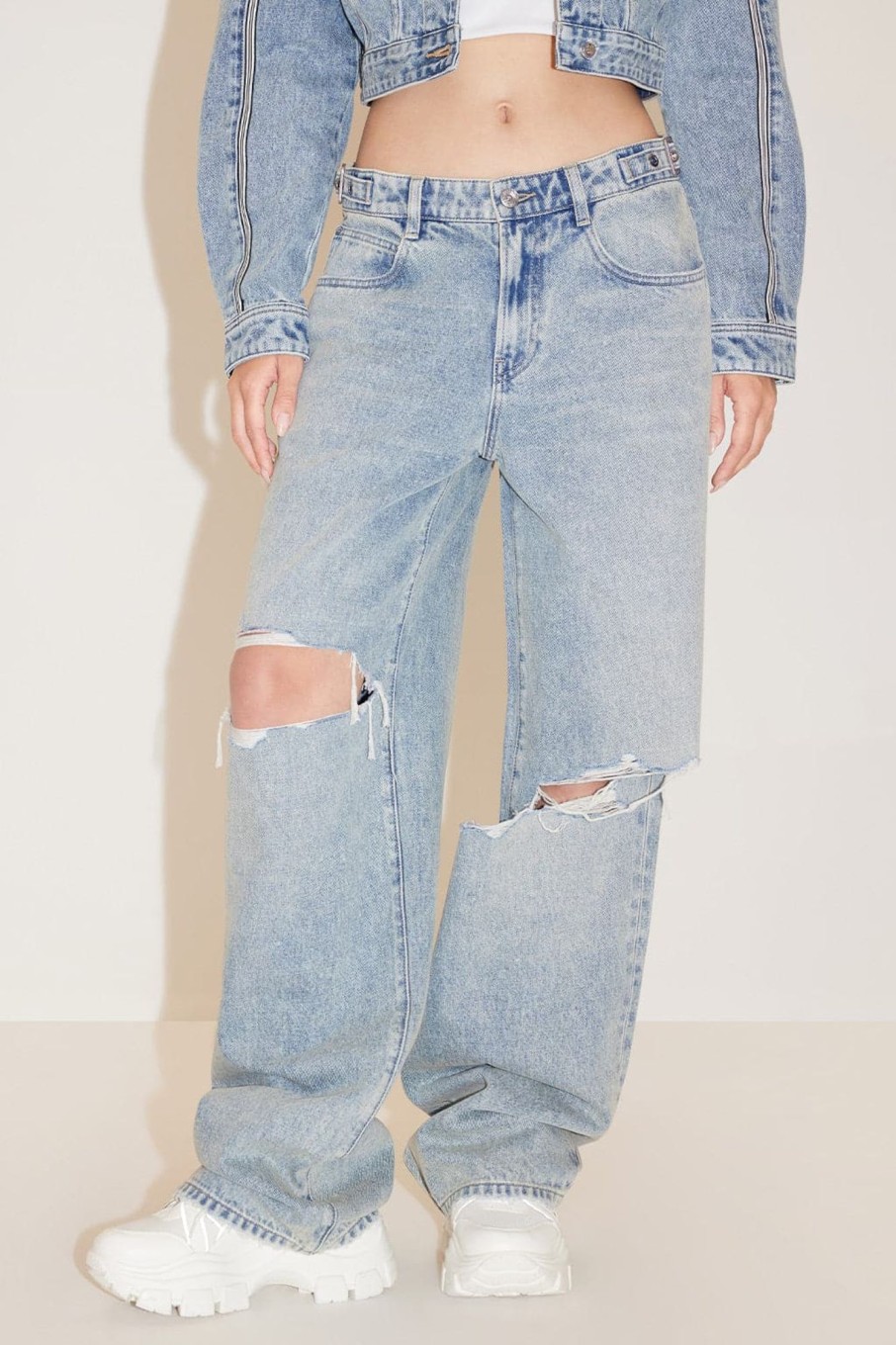 MISS SIXTY Straight | Ripped Straight Leg Jeans Light Blue