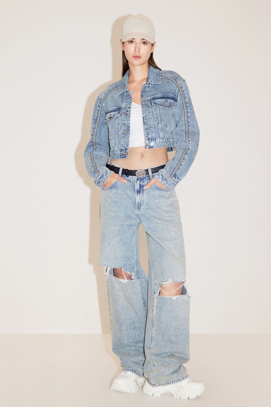 MISS SIXTY Straight | Ripped Straight Leg Jeans Light Blue