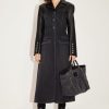 MISS SIXTY Jackets & Outerwears | Stylish Mid-Length High-End Denim Patchwork Leather Coat Black