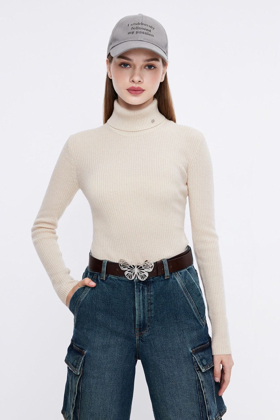 MISS SIXTY Sweaters | Wool Blend Turtleneck Stretch Fit Knit Top