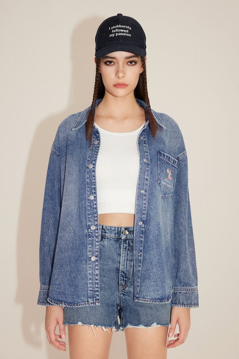 MISS SIXTY Tops | Nft Capsule High Street Short Denim Shirt Light Blue