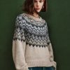 MISS SIXTY Sweaters | Round Neck Falkland Vintage-Style Mohair Knit Sweater Camel