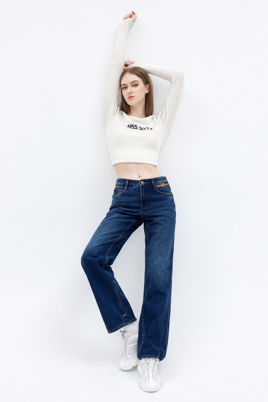 MISS SIXTY Straight | Vintage Navy Blue Cashmere Blend Straight Fit Jeans Deep Blue