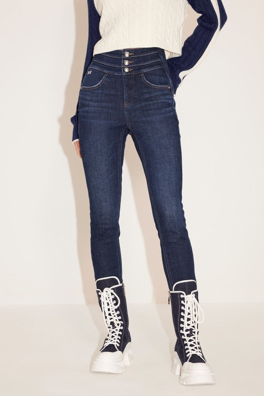 MISS SIXTY High Waist | High-Waist Fleece-Lined Slim-Fit Denim Jeans Deep Blue