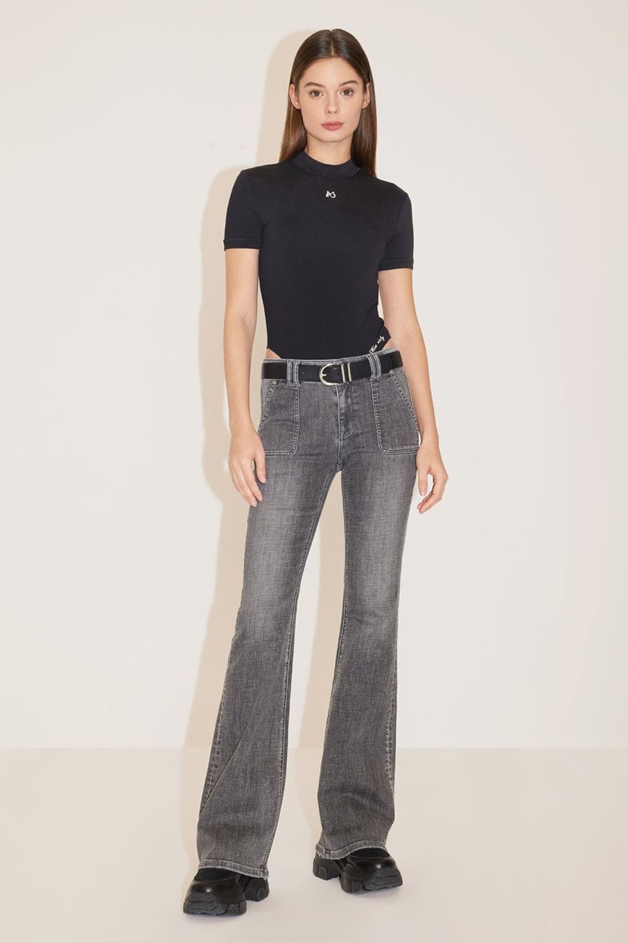 MISS SIXTY Flare | Vintage Dark Gray Bootcut Jeans Black Fog