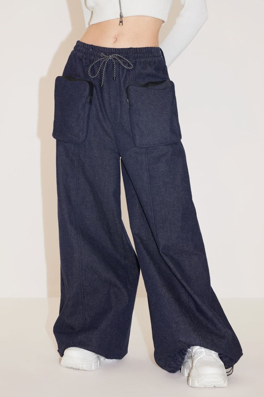 MISS SIXTY Wide Leg | Cargo Style Wide Leg Jeans With Pockets Black Blue